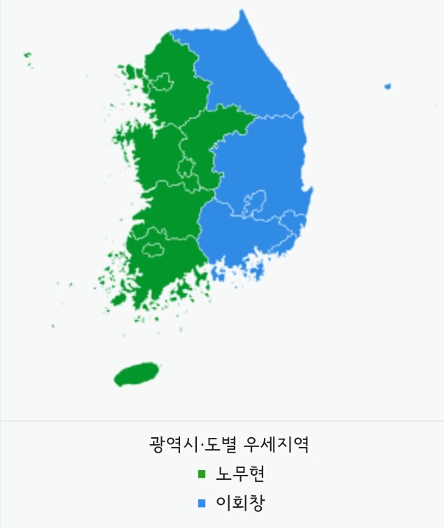 역대 대선 지역별 우세 | 인스티즈