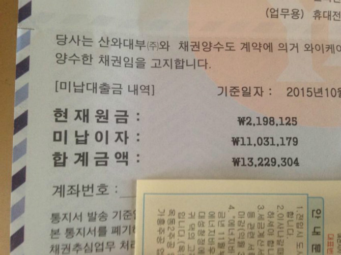 대부업체 에서 받은 독촉장 | 인스티즈