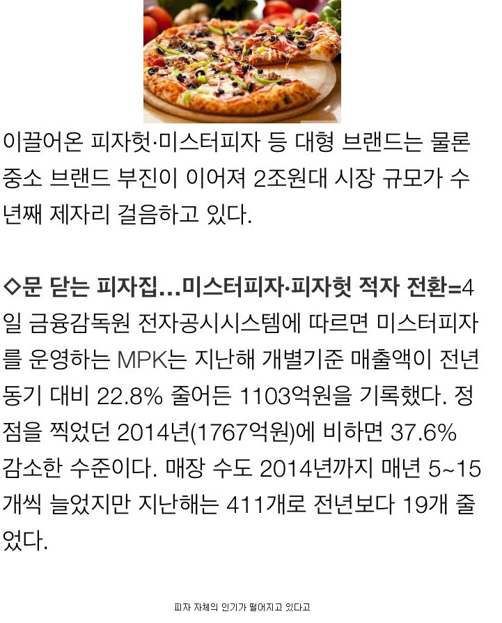 무너지는 한국 피자시장 | 인스티즈