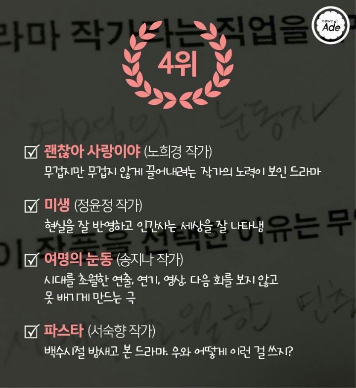 예비 드라마 작가들이 뽑은 드라마 | 인스티즈
