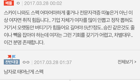 아니 진짜 여자가 그리 취업이 안되나요? | 인스티즈