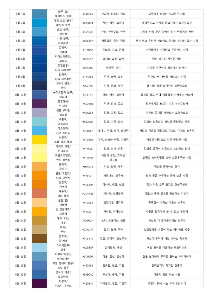 자신의 탄생색 알아보기 | 인스티즈
